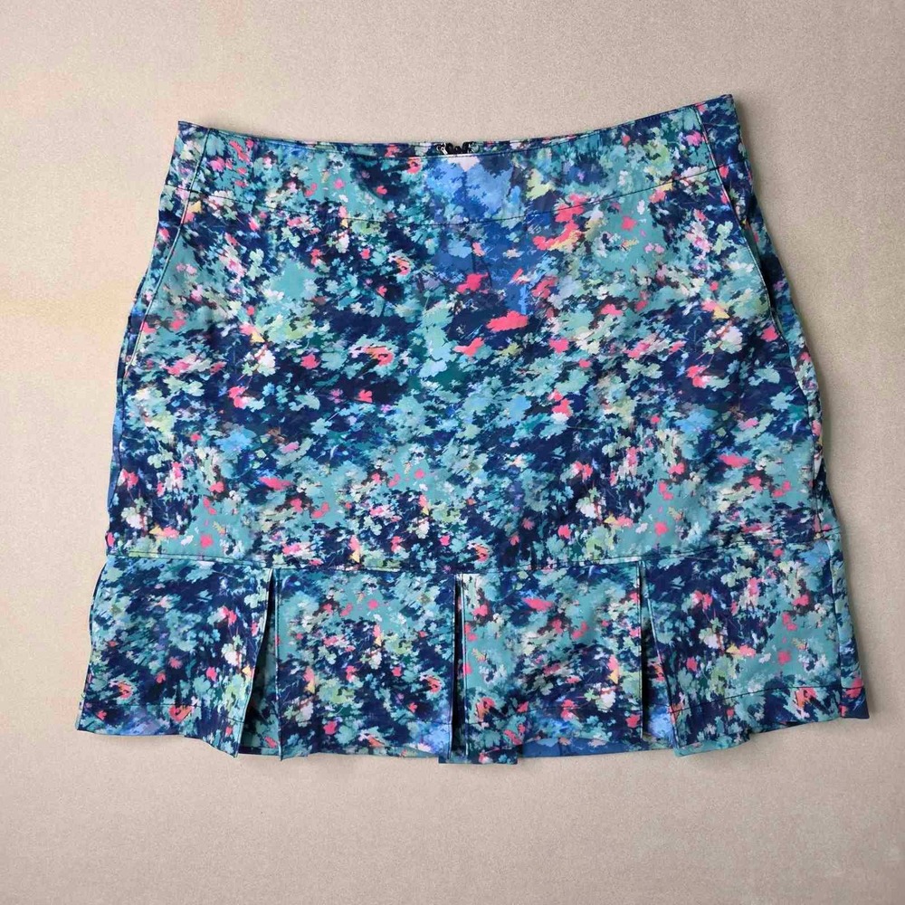 Lady Hagen Womens Golf Skort Size 2 Blue Floral Pleated Active Skirt with Shorts